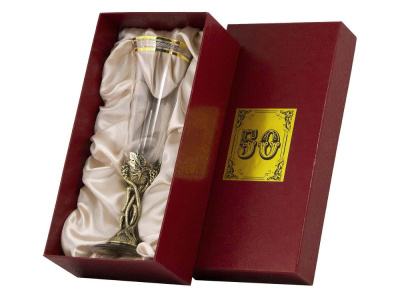 Бокал для шампанского Богемия "50 лет", отделка "Сеточка"