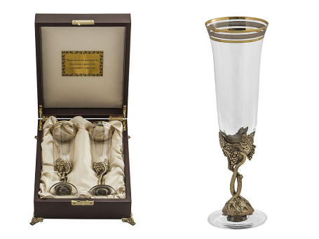 Набор из 2-х бокалов для шампанского "С юбилеем! 55 лет"