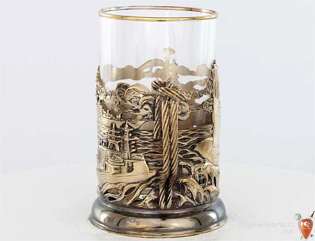 Подстаканник "Морфлот"  с ложкой в подарочном футляре