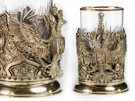 Подстаканник "Герб России VIP" с ложкой в футляре