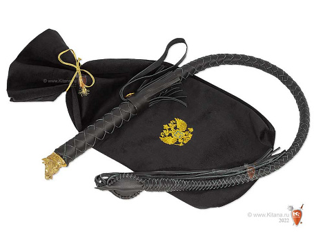 Нагайка казачья "ЛОШАДЬ" в подарочном чехле с вышивкой