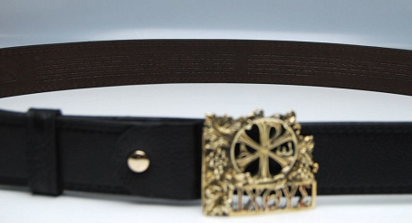 Ремень с молитвой женский, пряжка "ИХТИС"