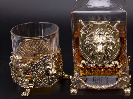 Набор "Царский" (штоф и 2 бокала для виски "Лев")