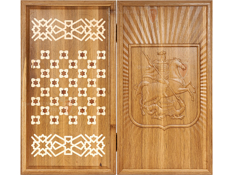 Нарды резные из массива дуба "Москва", 58х63см.