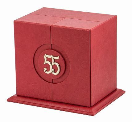 Набор для чая "С юбилеем-55 лет" в кожаном футляре