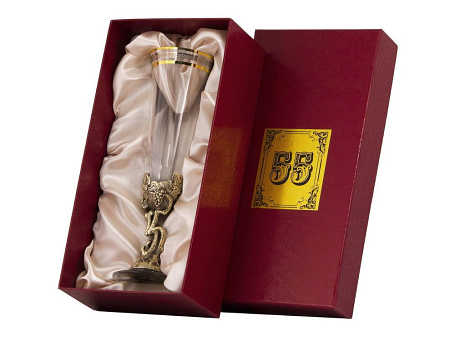 Бокал для шампанского Богемия "55 лет", отделка "Сеточка"