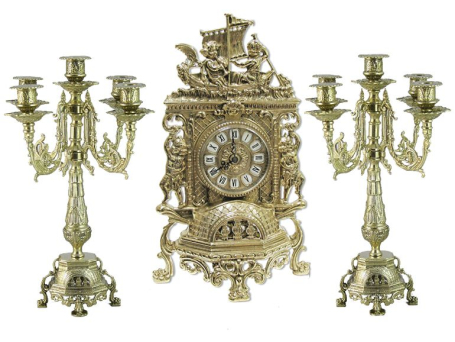 Часы каминные с канделябрами "Ангелы" на 5 свечей