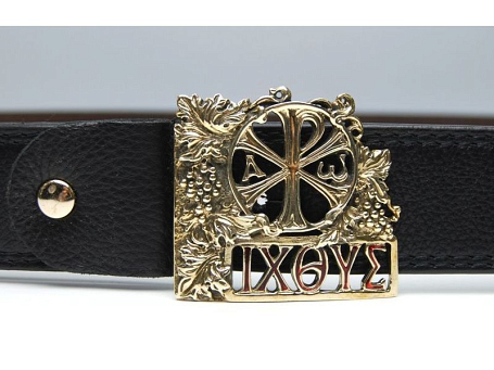 Ремень с молитвой женский, пряжка "ИХТИС"