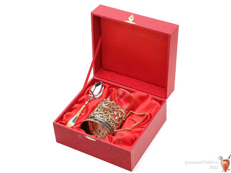 Подстаканник "65 лет" с ложкой в футляре