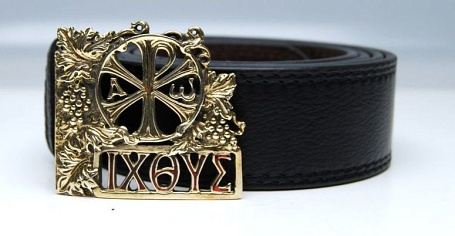Ремень с молитвой женский, пряжка "ИХТИС"
