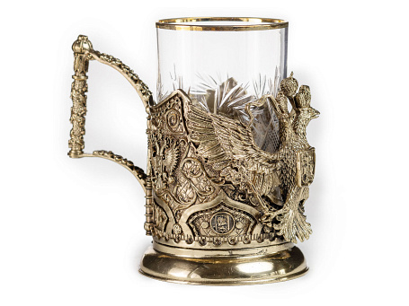 Подстаканник "Герб России VIP" с ложкой в футляре