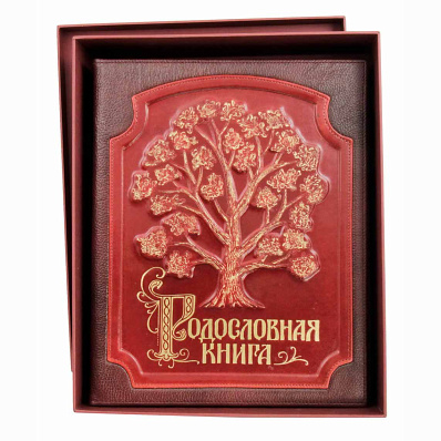 Родословная книга в кожаной обложке с росписью