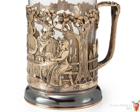 Подстаканник "Чаепитие" с ложкой в футляре