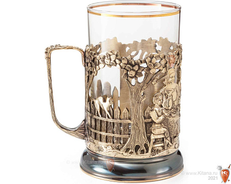 Подстаканник "Чаепитие" с ложкой в футляре