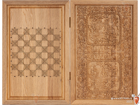 Нарды дорожные "Белокаменные" из массива дуба, 36х46см.