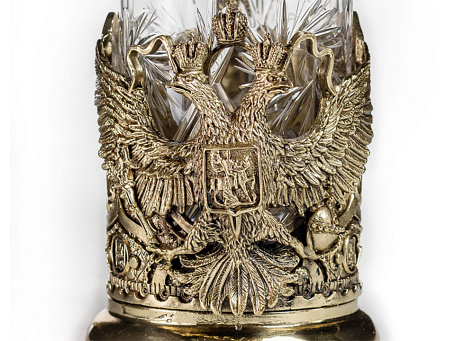 Подстаканник "Герб России VIP" с ложкой в футляре