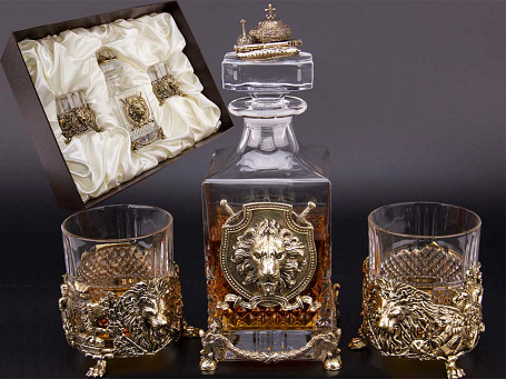 Набор "Царский" (штоф и 2 бокала для виски "Лев")