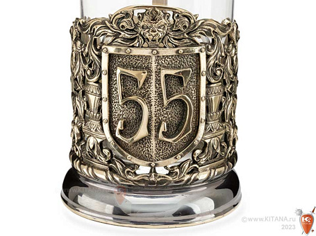 Подстаканник "55 лет" с ложкой в футляре